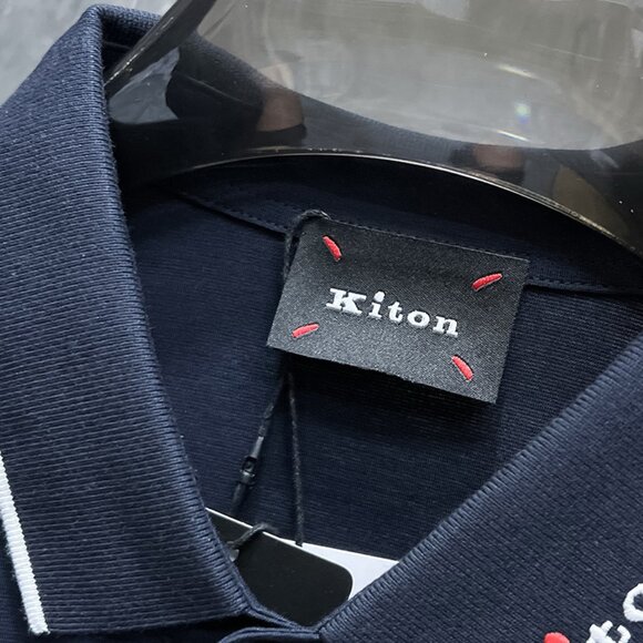 Kiton Navy Blue Contrast Polo Shirt - Picture 4 of 9